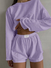 Load image into Gallery viewer, Eyelet Round Neck Top and Shorts Set
