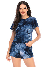 Load image into Gallery viewer, Tie-Dye Round Neck Short Sleeve Top and Shorts Lounge Set
