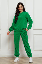 Load image into Gallery viewer, Corduroy Round Neck Sweatshirt and Sweatpants Set
