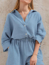 Load image into Gallery viewer, Texture Button Up Shirt and Shorts Set

