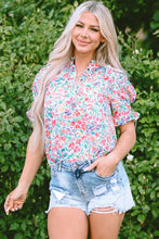 Load image into Gallery viewer, Printed Notched Short Sleeve Blouse
