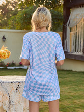 Load image into Gallery viewer, Plaid Round Neck Top and Shorts Lounge Set
