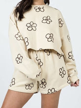 Load image into Gallery viewer, Floral Dropped Shoulder Sweatshirt and Shorts Set
