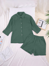 Load image into Gallery viewer, Texture Button Up Shirt and Shorts Set
