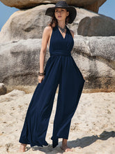Load image into Gallery viewer, Surplice Wide Leg Jumpsuit with Free Tie
