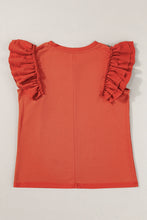 Load image into Gallery viewer, Ruffled Round Neck Cap Sleeve Blouse
