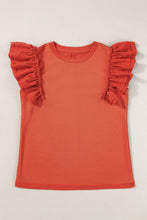 Load image into Gallery viewer, Ruffled Round Neck Cap Sleeve Blouse
