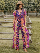 Load image into Gallery viewer, Tied V-Neck Short Sleeve Jumpsuit
