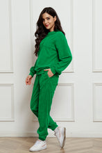 Load image into Gallery viewer, Corduroy Round Neck Sweatshirt and Sweatpants Set
