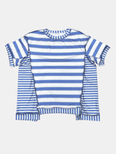 Load image into Gallery viewer, Full Size Contrast Stitching Striped Round Neck T-Shirt

