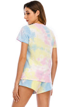 Load image into Gallery viewer, Tie-Dye Round Neck Short Sleeve Top and Shorts Lounge Set
