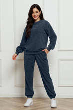 Load image into Gallery viewer, Corduroy Round Neck Sweatshirt and Sweatpants Set
