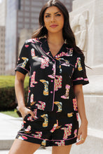 Load image into Gallery viewer, Printed Button Up Short Sleeve Top and Shorts Lounge Set
