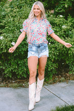 Load image into Gallery viewer, Printed Notched Short Sleeve Blouse
