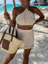Load image into Gallery viewer, Tied Top and Drawstring Mini Skirt Set
