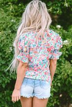 Load image into Gallery viewer, Printed Notched Short Sleeve Blouse
