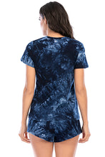 Load image into Gallery viewer, Tie-Dye Round Neck Short Sleeve Top and Shorts Lounge Set
