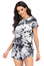 Load image into Gallery viewer, Tie-Dye Round Neck Short Sleeve Top and Shorts Lounge Set
