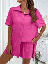 Load image into Gallery viewer, Button Up Shirt and Drawstring Shorts Set
