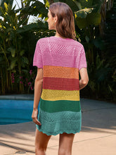 Load image into Gallery viewer, Openwork Round Neck Short Sleeve Cover-UP
