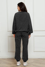 Load image into Gallery viewer, Corduroy Round Neck Sweatshirt and Sweatpants Set
