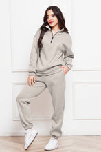 Load image into Gallery viewer, Half Zip Long Sleeve Sweatshirt and Pants Set
