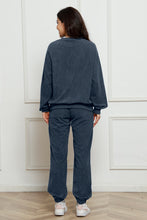 Load image into Gallery viewer, Corduroy Round Neck Sweatshirt and Sweatpants Set
