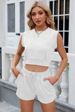 Load image into Gallery viewer, Round Neck Top and Drawstring Shorts Set
