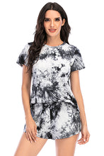 Load image into Gallery viewer, Tie-Dye Round Neck Short Sleeve Top and Shorts Lounge Set
