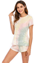Load image into Gallery viewer, Tie-Dye Round Neck Short Sleeve Top and Shorts Lounge Set
