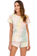 Load image into Gallery viewer, Tie-Dye Round Neck Short Sleeve Top and Shorts Lounge Set
