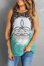 Load image into Gallery viewer, Leopard Geometric Round Neck Tank
