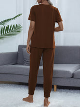 Load image into Gallery viewer, Round Neck Top and Pants Lounge Set

