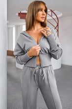 Load image into Gallery viewer, Dropped Shoulder Hoodie and Drawstring Pants Active Set
