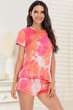 Load image into Gallery viewer, Tie-Dye Round Neck Short Sleeve Top and Shorts Lounge Set
