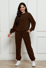Load image into Gallery viewer, Corduroy Round Neck Sweatshirt and Sweatpants Set
