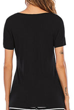 Load image into Gallery viewer, Pocketed Short Sleeve Top and Striped Pants Lounge Set
