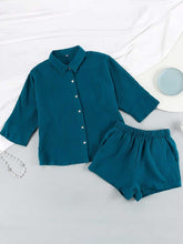 Load image into Gallery viewer, Texture Button Up Shirt and Shorts Set
