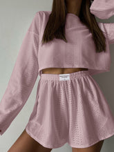 Load image into Gallery viewer, Eyelet Round Neck Top and Shorts Set
