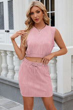 Load image into Gallery viewer, Round Neck Sleeveless Top and Drawstring Skirt Set
