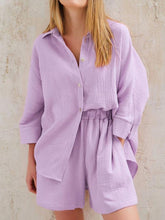 Load image into Gallery viewer, Texture Button Up Shirt and Shorts Set
