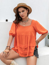 Load image into Gallery viewer, Plus Size Square Neck Half Sleeve Blouse

