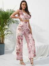 Load image into Gallery viewer, Printed Surplice Cap Sleeve Top and Pants Set
