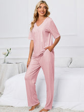 Load image into Gallery viewer, Printed V-Neck Top and Pants Lounge Set
