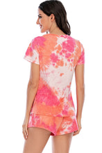 Load image into Gallery viewer, Tie-Dye Round Neck Short Sleeve Top and Shorts Lounge Set
