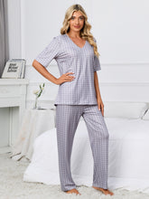 Load image into Gallery viewer, Printed V-Neck Top and Pants Lounge Set
