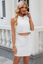 Load image into Gallery viewer, Round Neck Sleeveless Top and Drawstring Skirt Set
