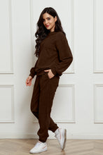 Load image into Gallery viewer, Corduroy Round Neck Sweatshirt and Sweatpants Set
