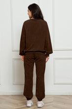 Load image into Gallery viewer, Corduroy Round Neck Sweatshirt and Sweatpants Set
