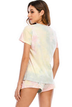 Load image into Gallery viewer, Tie-Dye Round Neck Short Sleeve Top and Shorts Lounge Set

